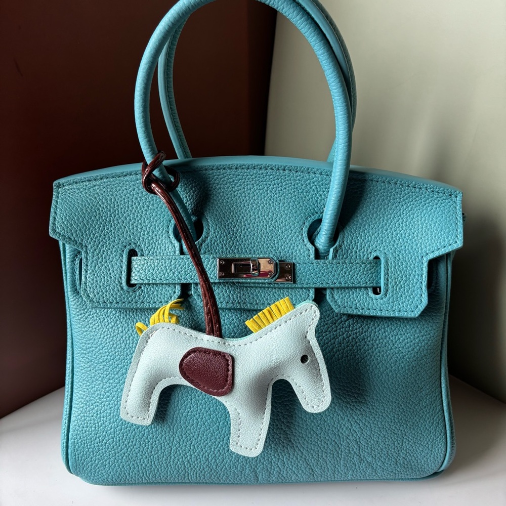 Inspired Turquoise Top-Handle Bag with Pony Charm
